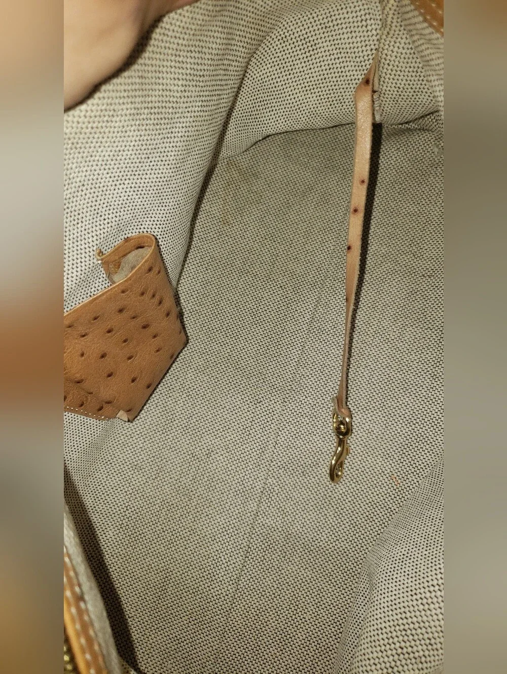 DOONEY & BOURKE Ostrich Embossed Leather Shoulder Satchel Set In Peanut